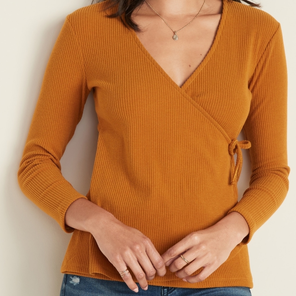 OLD NAVY Wrap Front Rib-Knit Top